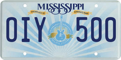 MS license plate OIY500