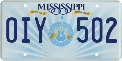 MS license plate OIY502