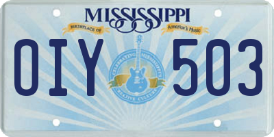 MS license plate OIY503