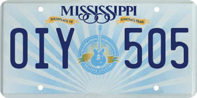 MS license plate OIY505