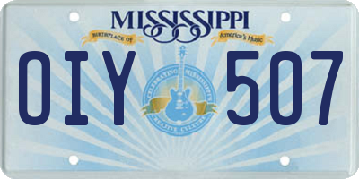 MS license plate OIY507