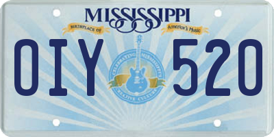 MS license plate OIY520