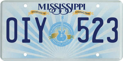 MS license plate OIY523