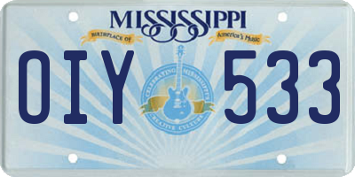 MS license plate OIY533