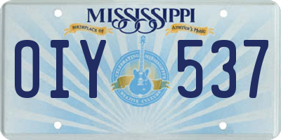 MS license plate OIY537
