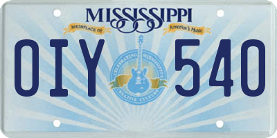 MS license plate OIY540