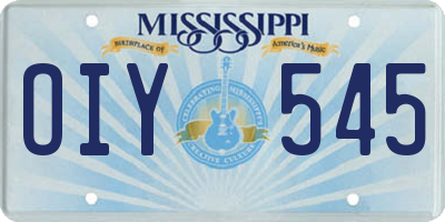 MS license plate OIY545