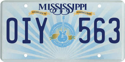 MS license plate OIY563