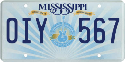 MS license plate OIY567