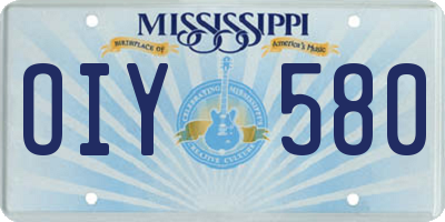 MS license plate OIY580