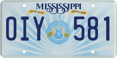 MS license plate OIY581