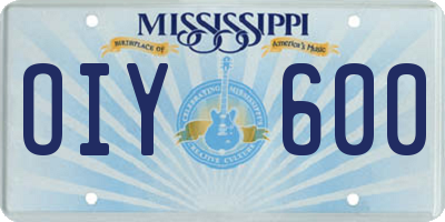 MS license plate OIY600