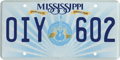 MS license plate OIY602