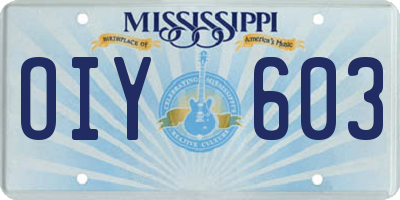 MS license plate OIY603