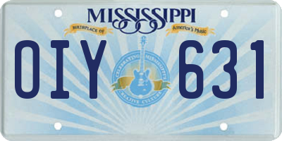 MS license plate OIY631