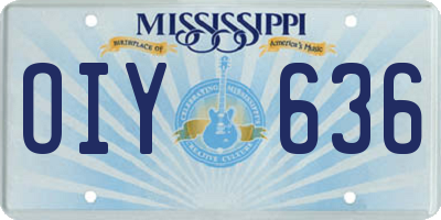 MS license plate OIY636