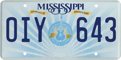 MS license plate OIY643