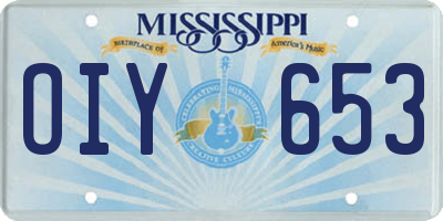 MS license plate OIY653