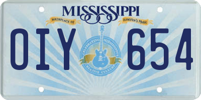 MS license plate OIY654