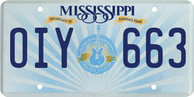 MS license plate OIY663