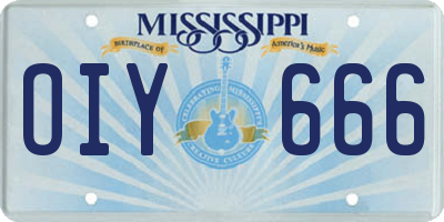 MS license plate OIY666