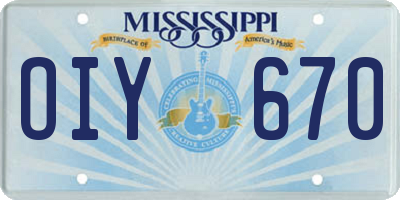 MS license plate OIY670