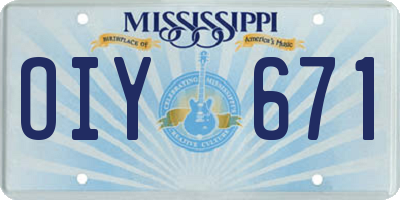 MS license plate OIY671