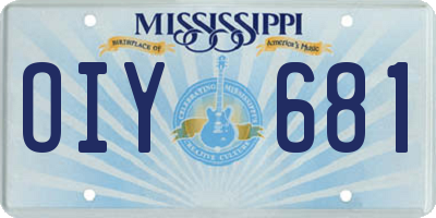 MS license plate OIY681