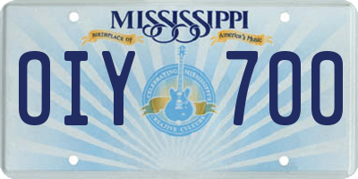 MS license plate OIY700