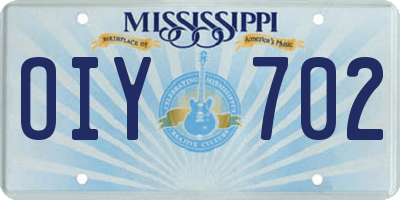 MS license plate OIY702