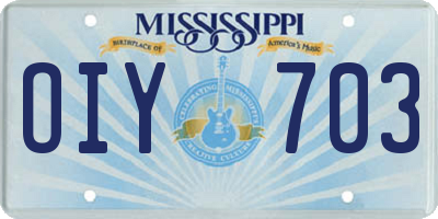 MS license plate OIY703