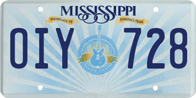 MS license plate OIY728