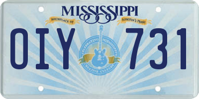 MS license plate OIY731