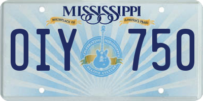 MS license plate OIY750