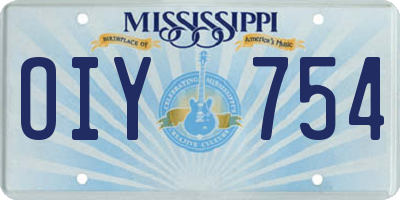 MS license plate OIY754