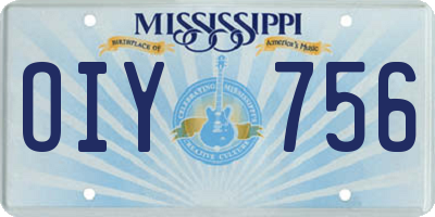 MS license plate OIY756