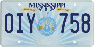 MS license plate OIY758