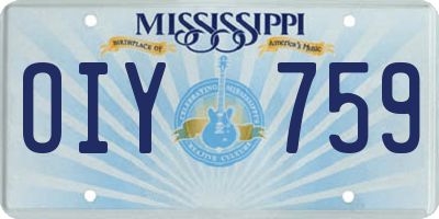MS license plate OIY759