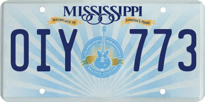 MS license plate OIY773
