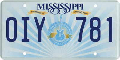 MS license plate OIY781