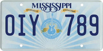 MS license plate OIY789