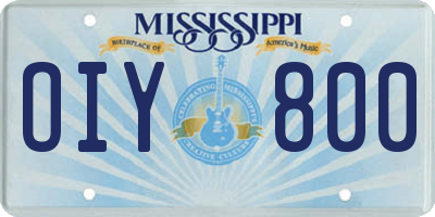 MS license plate OIY800