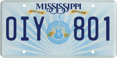 MS license plate OIY801