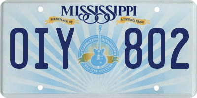 MS license plate OIY802