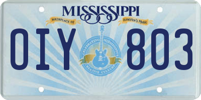 MS license plate OIY803