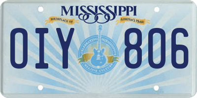 MS license plate OIY806