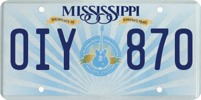 MS license plate OIY870