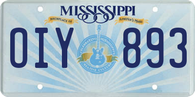 MS license plate OIY893
