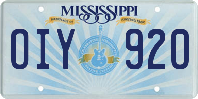 MS license plate OIY920