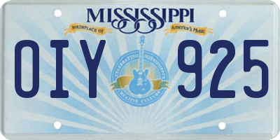 MS license plate OIY925